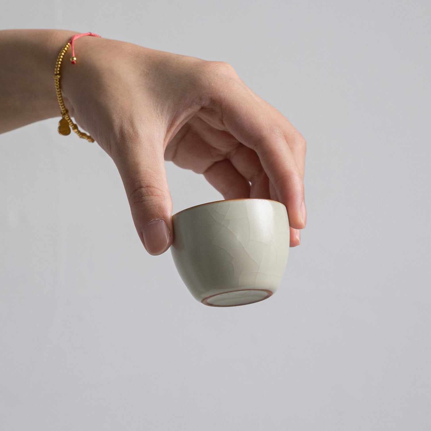 Ru Celadon Crackle Glaze Ruyi Teacup side view handmade Chinese ceramic