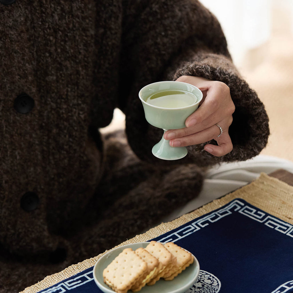 Traditional Chinese High-Foot Tea & Wine Cup used for gongfu tea brewing