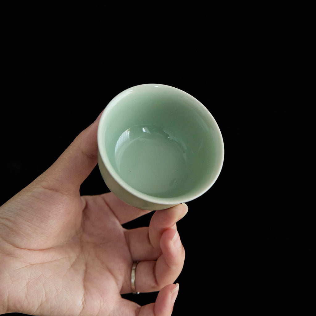 Yongle Style Press-Hand Handmade Chinese Tea Cup spout detail handmade Chinese pottery